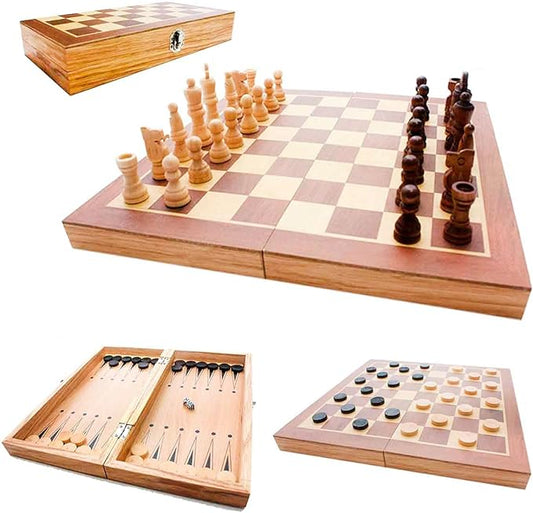 RoyalCraft Wooden Chess & Backgammon Set (40x40cm)